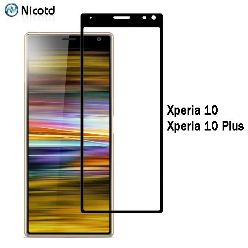 

Nicotd On For Sony Xperia 10 Tempered Glass Full Coverd Film For Sony Xperia 10 Plus X10+ Protector Screen 2.5D Protective Glass