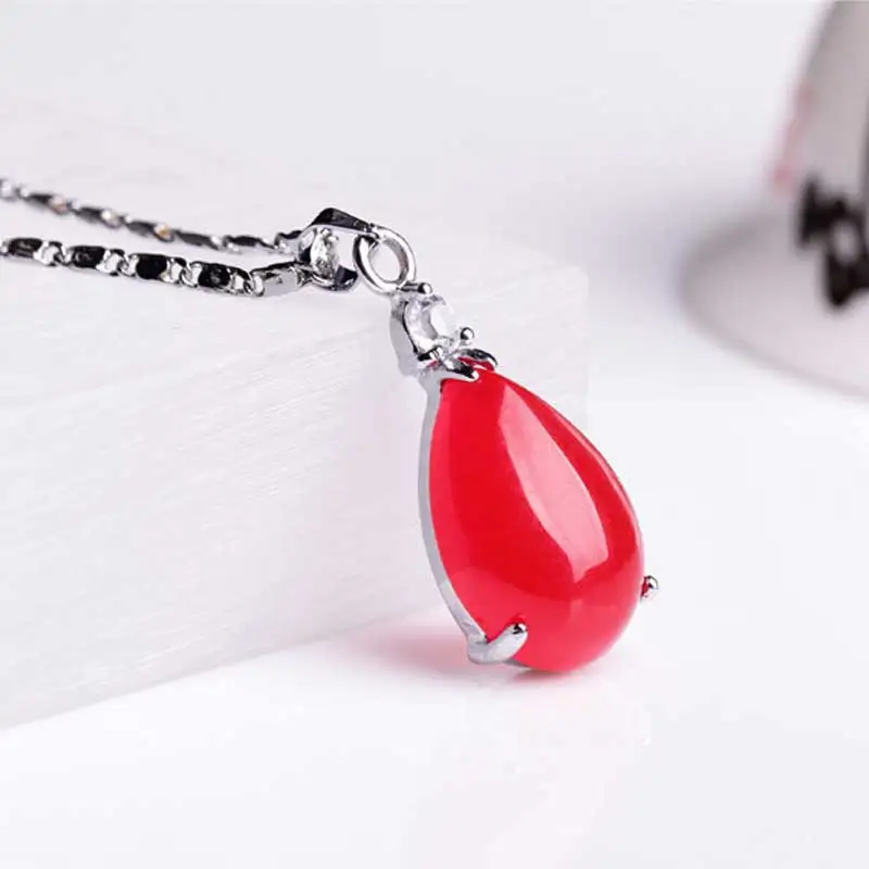 KYSZDL Natural Red jade Water Drop Pendant Fashion Women Necklace Pendant Jewelry Wholesale