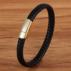 XQNI Simple Design Geometric Veins Genuine Leather Bracelet Accessories Steel Color New Classic Boys Gift Hand Jewelry