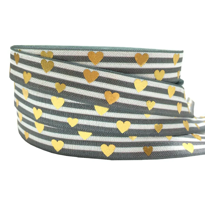 Chevron Stripe Love Heart Print Fold Over Elastic FOE Ribbon fai da te fiocchi per cucire capodanno decorazione per feste confezione regalo 10 Yards