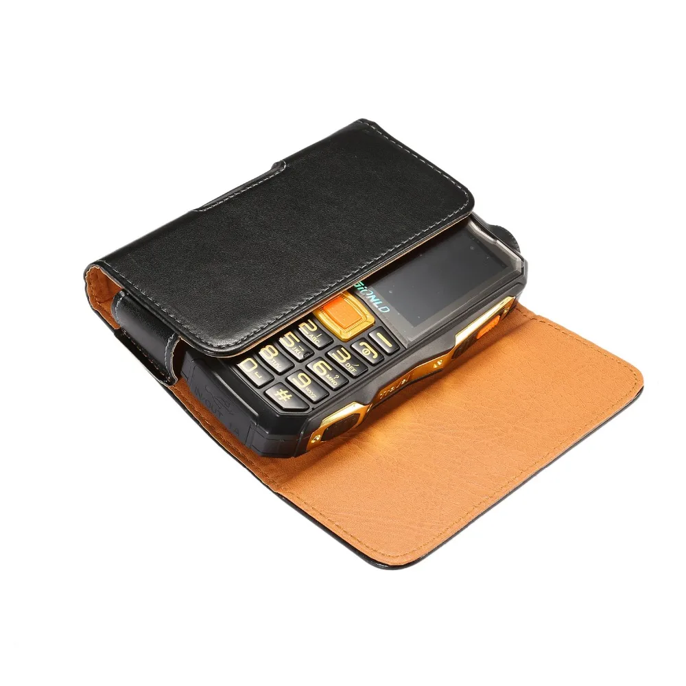 FULAIKATE Universal Leather Waist Bag for Gionee W909 Old Men Mobile Phone Portable Pocket 2.2 cm Width Smooth Climbing Pouch