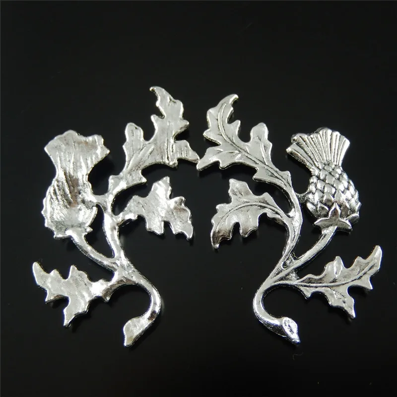 5Pcs Legering Thistle Bloem Hangers Bedels Antieke Kleuren Heet Verkoop Plant Model Home Decoratie Bevindingen 46*27Mm