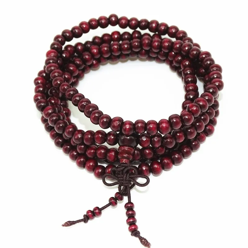 Natural Sandalwood 6mm Beads Bracelet Retro 108 Wood Beads Multilayer Buddha Prayer Bracelets Men Women Jewelry Gift