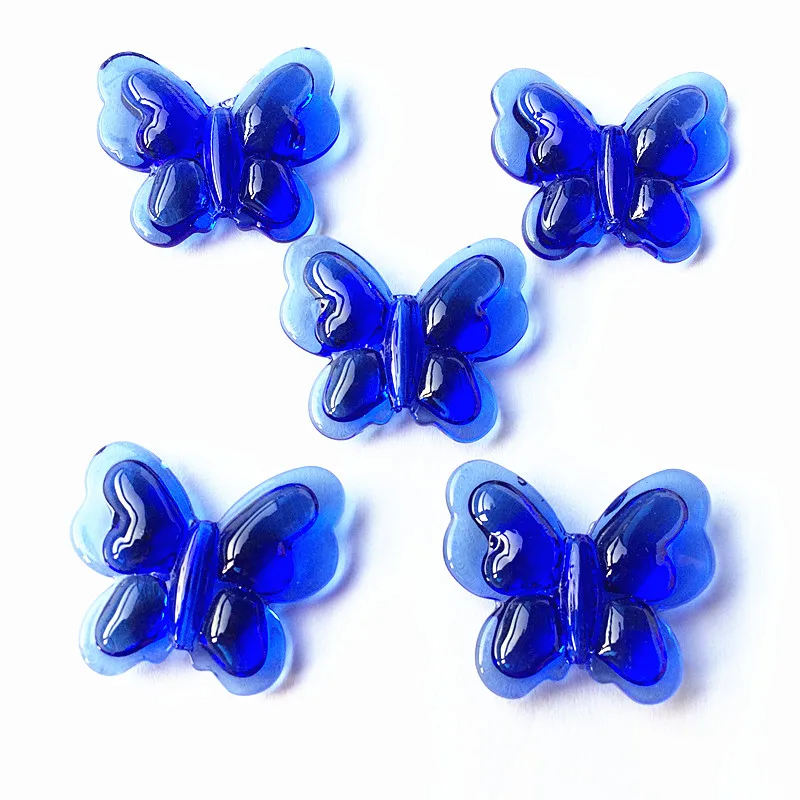 

Blue color 28*35mm 40pcs Crystal Loose Beads Diy Accessories Beads Glass Artificial Crystal Butterfly With Hole For Curtains