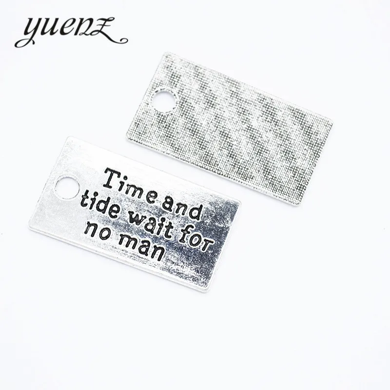 YuenZ 8pcs Charms time and tide wait for no man Antique silver Plated Pendants alloy Jewelry Making DIY Handmade Craft S258