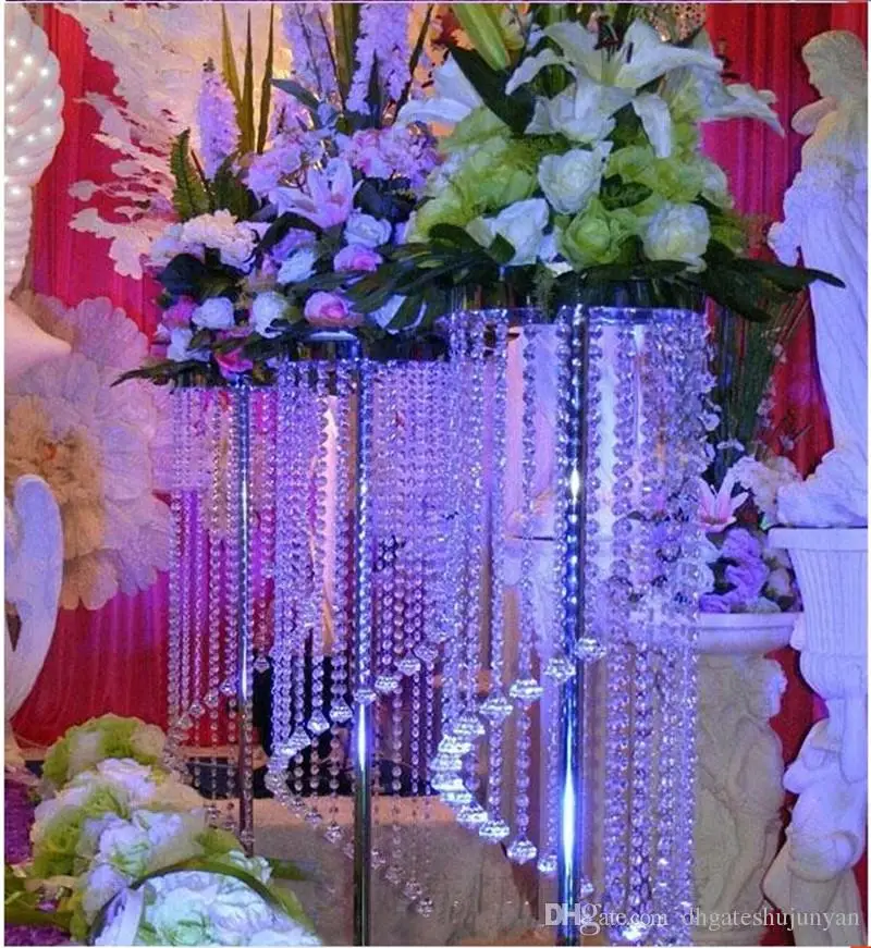 70CM 120CM tall Sparkling Crystal clear garland chandelier wedding cake stand birthday party decorations for table centerpieces