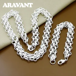 Aravant 925 Silver Simple Necklace Bracelet Jewelry Set For Women Men Party Jewelry