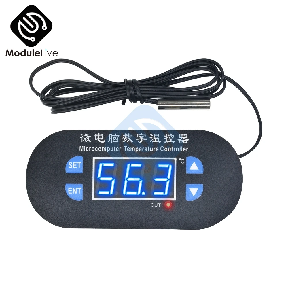 W1308 AC/DC 12V Digital Thermostat Temperature Alarm Controller Sensor Meter Blue LED 12V NTC Sensor Temperature Control Switch