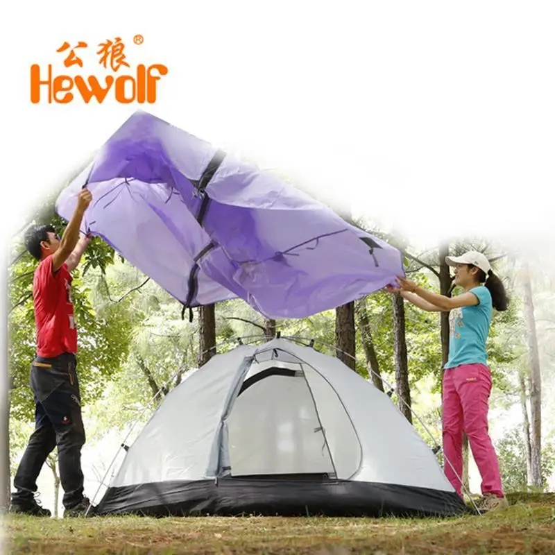Hewolf Outdoor Four Seasons 2 Person Winterized Winter Tent Double Layer Beach Tourist Camping Tent Snow Skirt