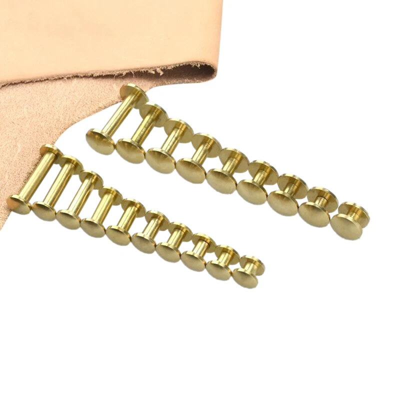 10PC 4-15MM Solid Brass Arc Button Stud Screw Nail Rivet Screw Back Leather Belt for Sewing Handmade DIY Accessories Material