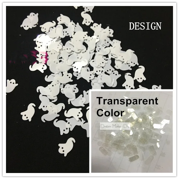 500Pcs(25g)/lot 9*13mm Transparent halloween ghost loose sequins beautiful crafts for sewing/webbing Diy accessory kids DIY