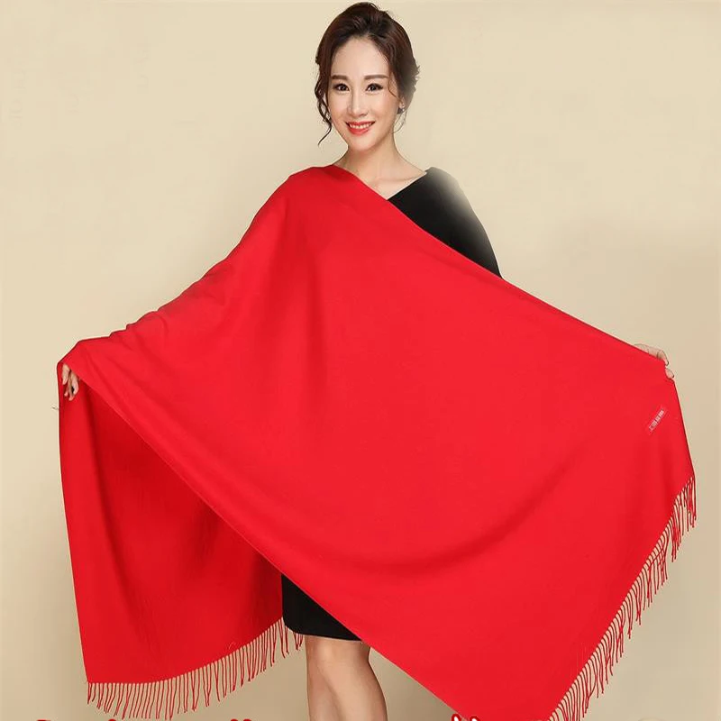 Solid White 100% Soft Women's Wrap Shawl Fashion Shawl Fine Tassels Cashmere Pashima Womens Warm Scarves Scarfs Wrap Hot Scarf