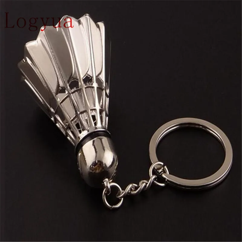 

200pcs/lot Car 11cm Zinc Alloy Metal Badminton Style Keychain Keyring Key Chain Holder Ring For Men Women