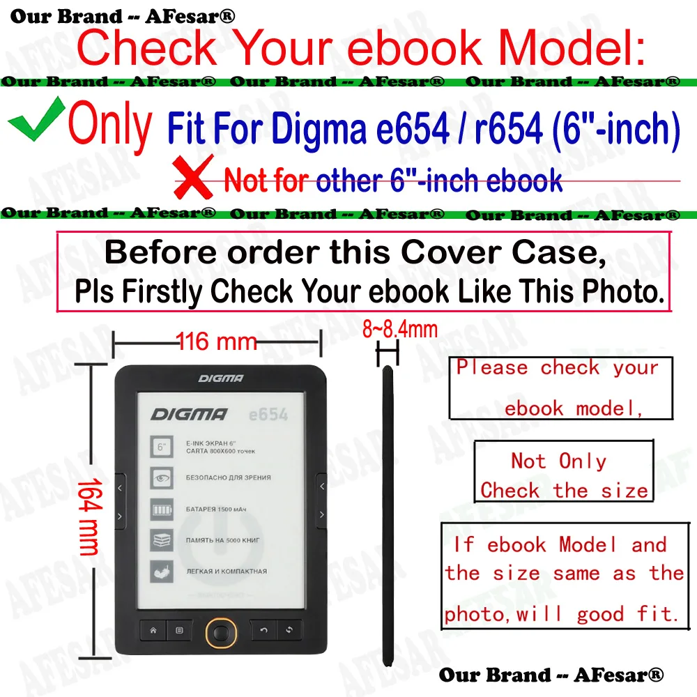 Nuovo caso di arrivo per Digma e654 ebook 6 pollici copertina del libro in pelle Flip buono adatto per r654 R634 eReader tasca tasca pelle