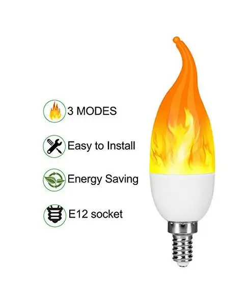 Bombillas LED de llama parpadeante para candelabro E12 E14 E27 – Paquete de 8