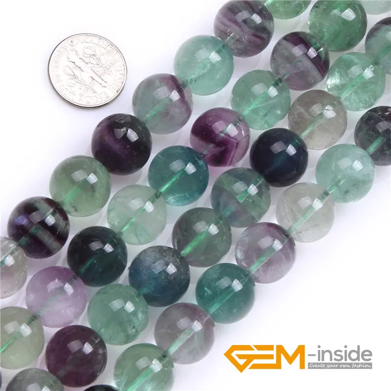 Natural Gem Stones Fluorite Round Loose Beads For Jewelry Making Strand 15 Inches 4mm 6mm 8mm 10mm 12mm Selectable