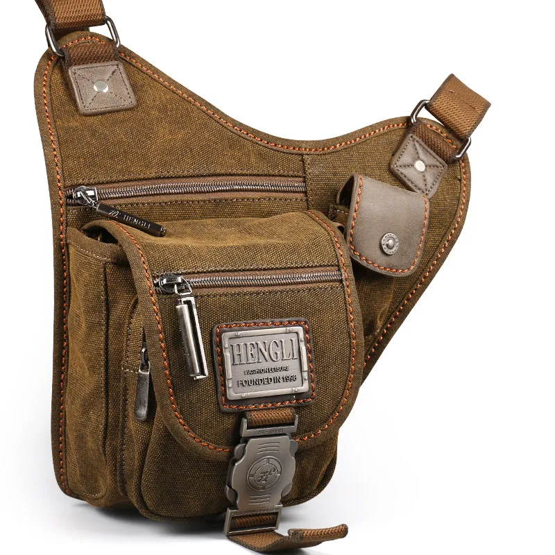 Ruil Retro Canvas Schoudertas Taille Dij Drop Leg Tassen Mannen Leisure Zakken Reizen Vintage Pakket Riding Messenger Bag