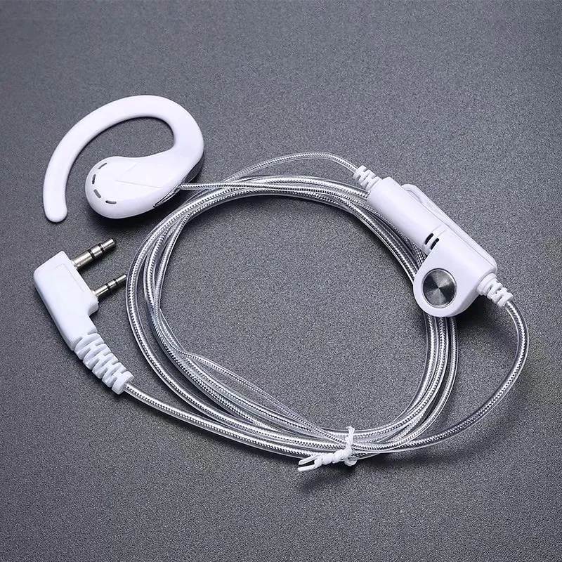 

White color earhook aluminum foil cable reliable K plug 2pins headphone for Kenwood Baofeng 888S UV5R UV82 Wouxun TYT etc radio