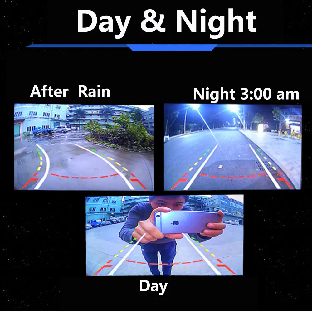 Telecamera di retrovisione per Auto con traiettoria dinamica intelligente 12 LED visione notturna retromarcia Monitor di parcheggio automatico CCD