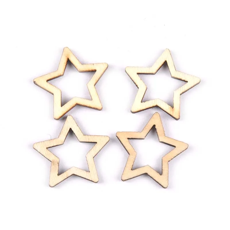 50 قطعة جديد مختلط جوفاء نجوم الحرف الخشبية للفنون سكرابوكينغ الزينة الزفاف DIY بها بنفسك شرائح الخشب ديكور المنزل M1872 #6