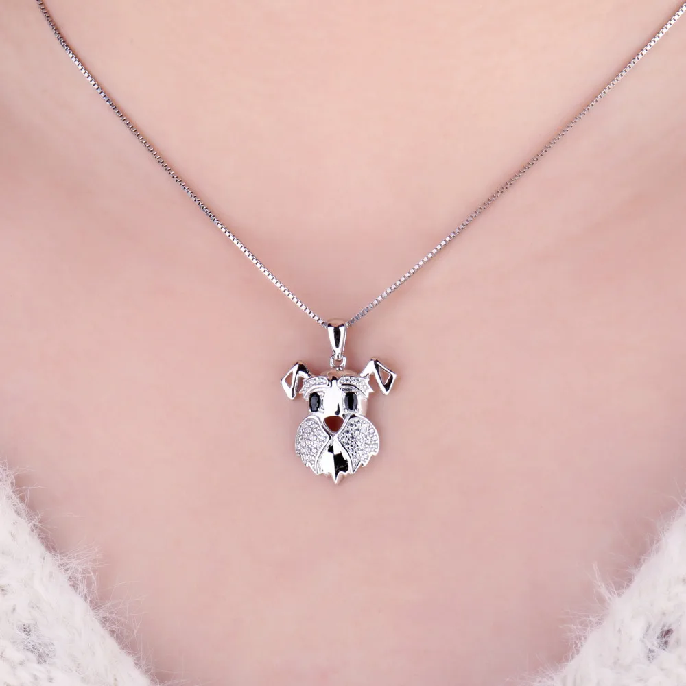 JewelryPalace Cute Schnauzer Dog 925 Sterling Silver Natural Black Spinel Pendant Necklace for Women Gemstone Pendant No Chain