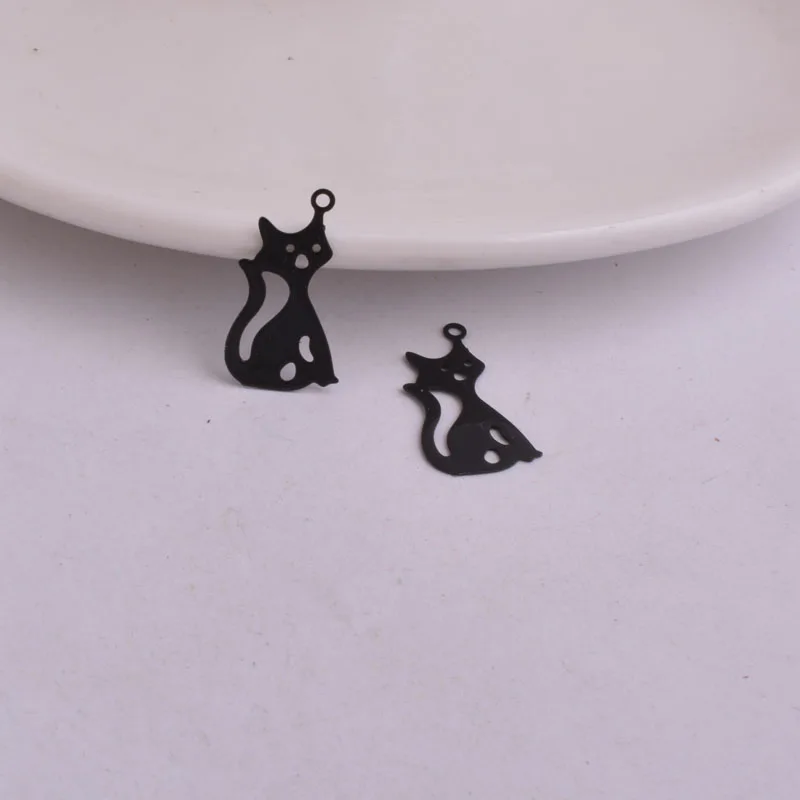 50 Stück Ac7850 Messing-Flachanhänger mit Katzenmotiv, niedliche Tier-Katzen-Anhänger – Detail 6
