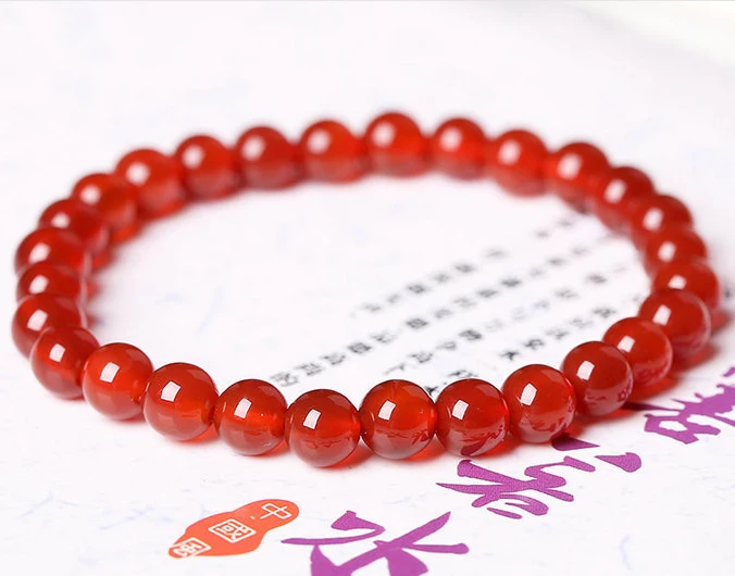 Trendy Stone Unisex Round natural carnelian Bracelet,6MM(28pcs)red carnelian crystal  Bracelet jewelry