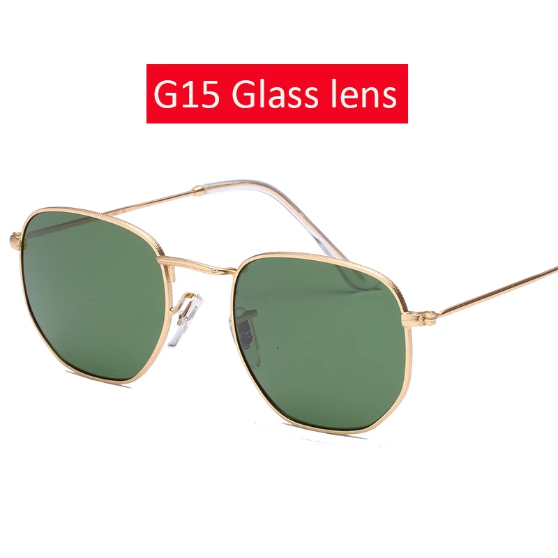 Glass lens Retro metal hexagonal round sunglasses men women luxury brand sun glasses Vintage Eyeglasses Oculos De Sol 3548