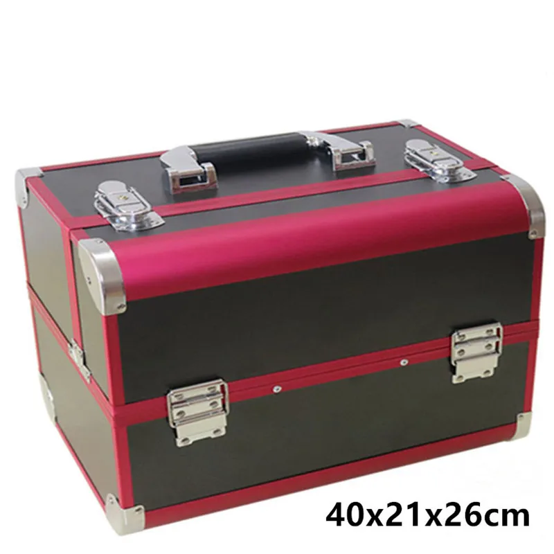 Portable Cosmetic Case Korean Professional Muti Tiers Large Capacity Design Travel Aluminum Alloy Bag Beauty Jewelry Box Handbag