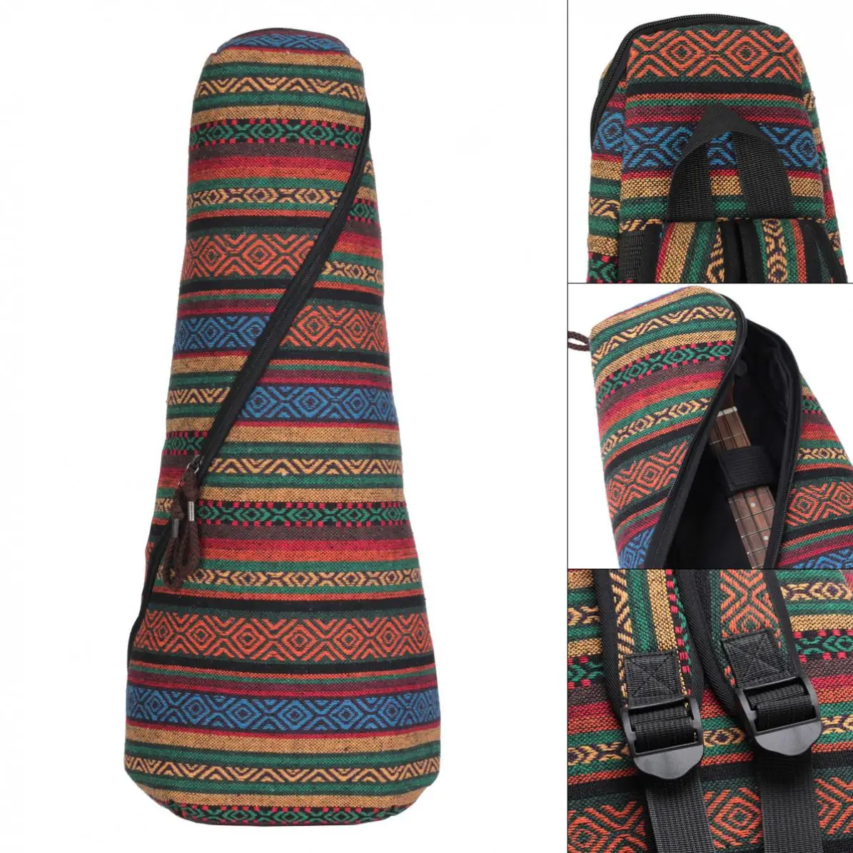 21 / 23 Inch Universal Bohemia Style Ukulele Bag Knitted 10mm Cotton Soft Case Gig Portable Shoulder Backpack