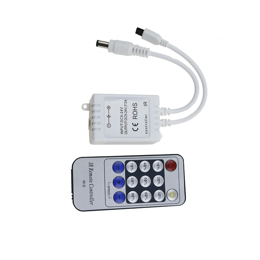 DC12V Led Controller 14Key IR Remote Controller DC5-24V 6A For Led Strip Light With DC Wire IR Dimmer for Led Strip Light  DC24V