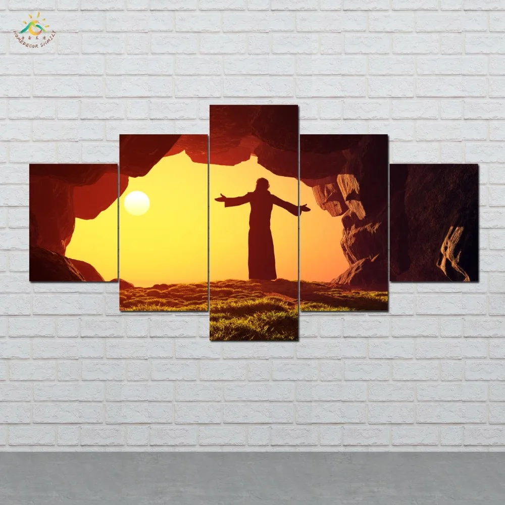 

Jesus Sunrise Wall Art Prints Canvas Art Painting Modular Picture And Poster Canvas Painting Decoration Home 5 PIECES