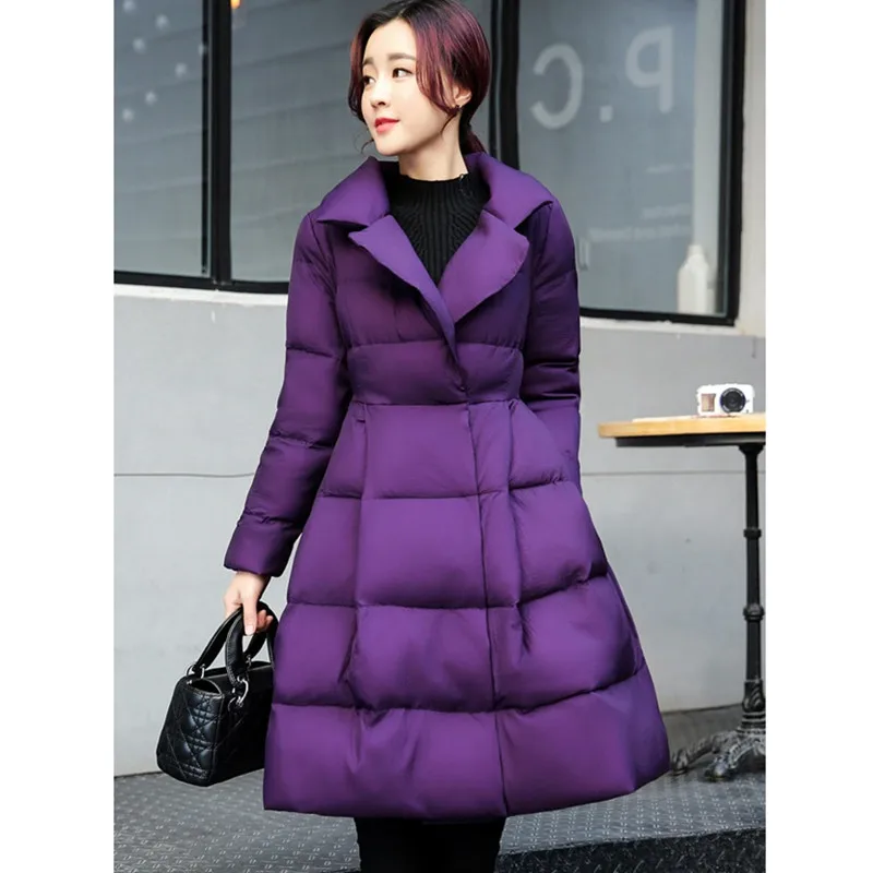 UHYTGF Winter Jacket Women Parkas Down Jacket Thicken Warm Overcoat Bow Slim Skirt Style Lapel Korean Cotton Coat Female 1001