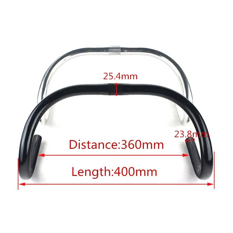 Aluminum Alloy 23.8*25.4mm Classic Road Handlebar 6 Colour Bent Bar 360 Width Handlebars CSW006