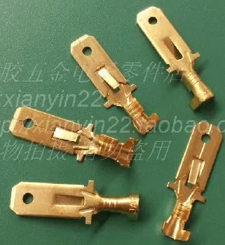 100pcs/ lot Free shipping 6.3mm lengthened copper Quartet inserts brazed copper terminals whole piece double Cold terminals