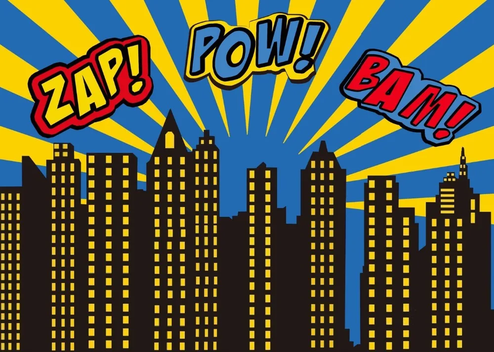 كابيسكو كوميكس خارقة مدينة المشهد الطفل التصوير الخلفيات الأطفال حفلة عيد ميلاد الخلفيات الدعائم لاستوديو الصور