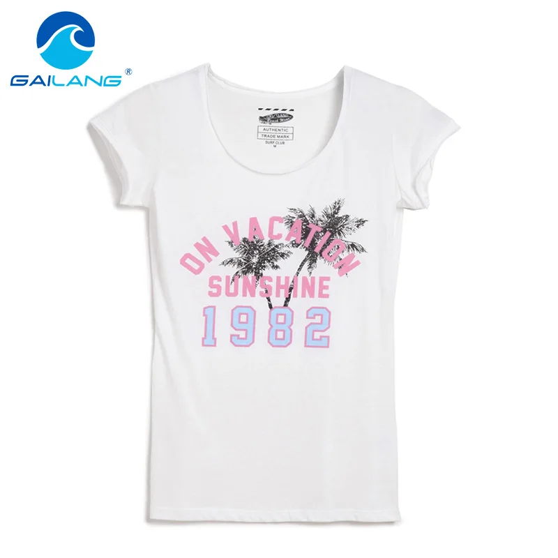 Gailang Brand Casual T shirt Women Letter Print and Solid Color Round Neck Pink Tops Tees Cotton Women's Fashion tshirts Apparel