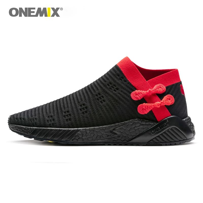 Onemix Men Running Shoes Weaving Breathable Light Running Shoes Knitted Vamp For Women Shoes Walking Lightweight Slip Resistan