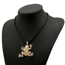 Korean Lovely Frog CZ Necklace Pendants Fashion Simple Autumn Leather Rope Pendant Factory Spot Wholesale Sweater Chain