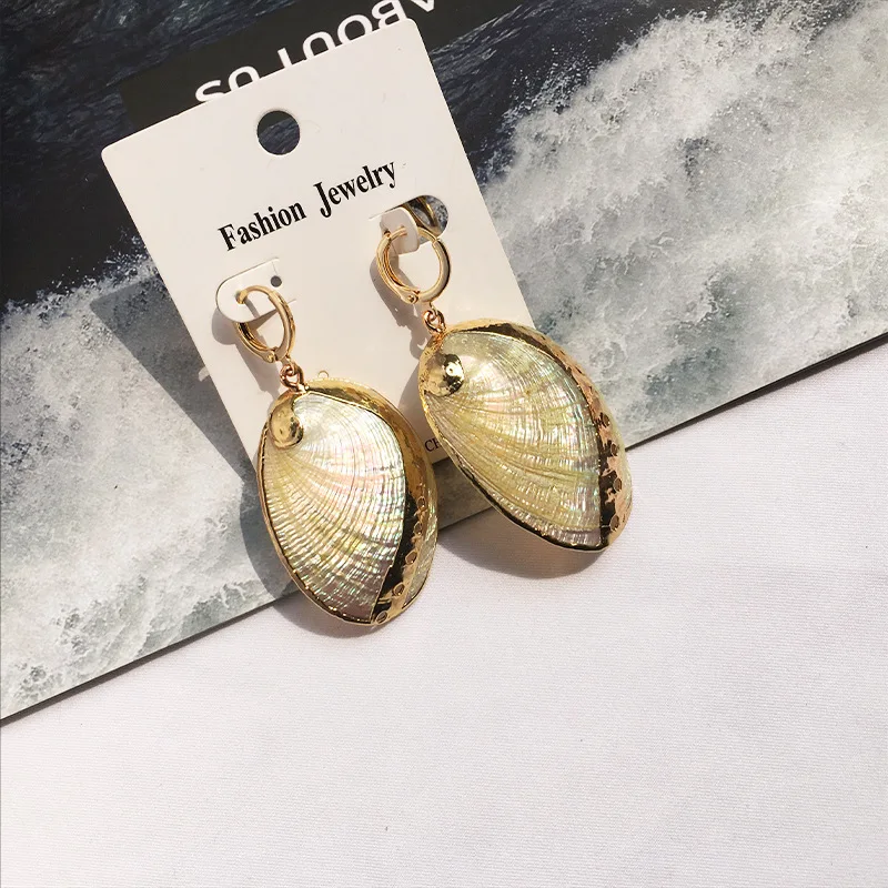 JCYMONG 12 Models Natural Shell Drop Earrings Gold Color Geometric Earrings For Women Bohemian Sea Ocaen Style Earrings Jewelry