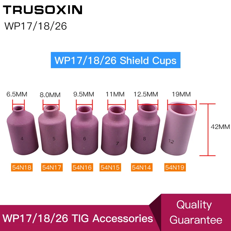 TIG Welding Machine Welder Accessories/Consumables WP26 17 18 Series Torch/Gun Porcelain Shield Cups Ceramic Nozzles