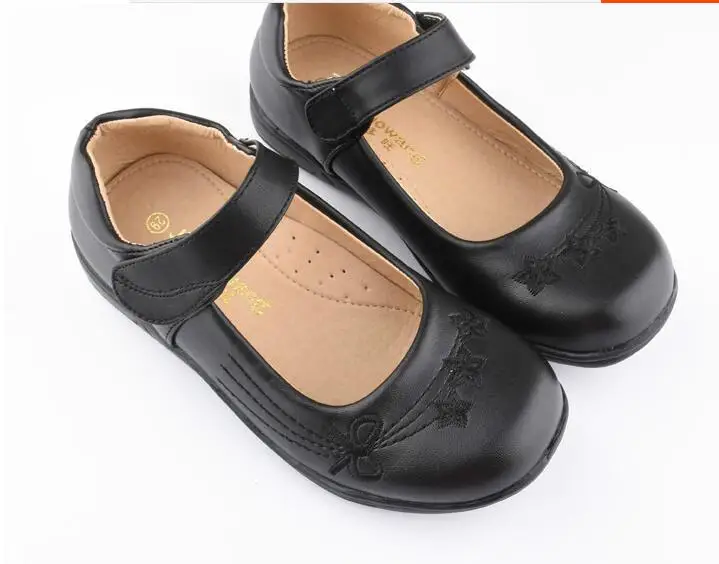 Black elegant Kids Baby Toddler Flower Children Wedding Party Dress Princess Leather Shoes For Girls School Dance Shoes 6-16y