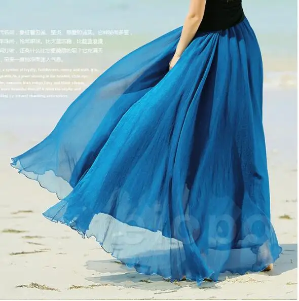 Skirt Summer Long Chiffon Women Beach Drss Two floors Mesh