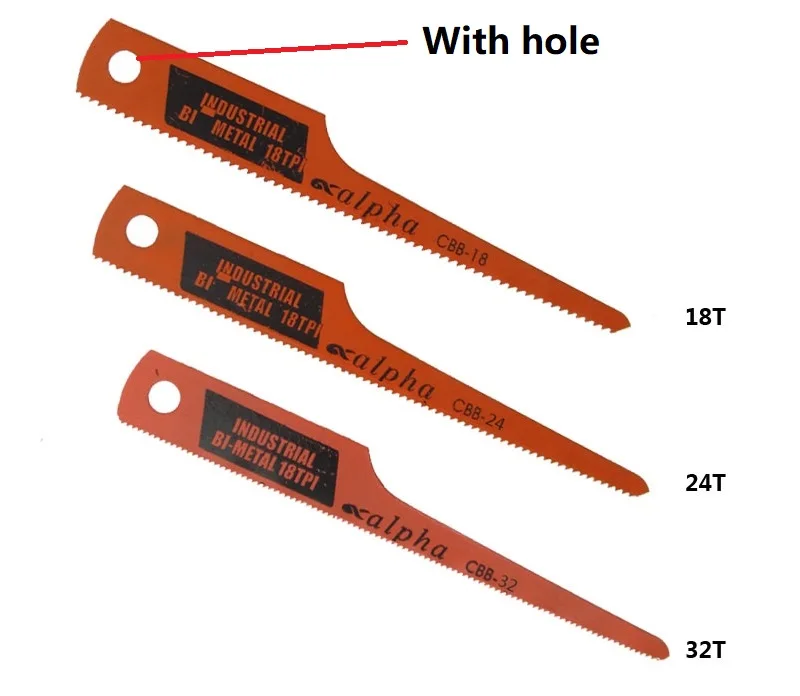 NEW 10Pcs/lot 18T/24T/32T Pneumatic saw blade with hole Reciprocating saw blade  for Pneumatic File Saw Tool