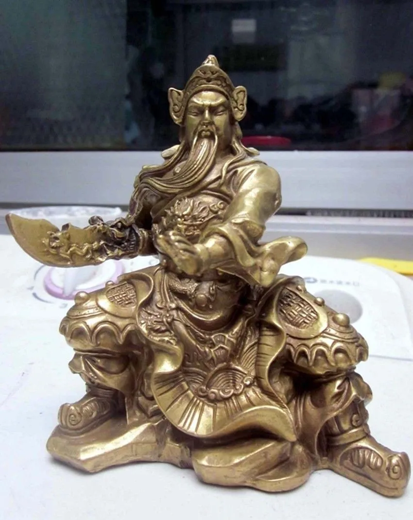 Copper Brass CHINESE crafts decoration Chinese Brass Copper Warrior God GuanYu Statue