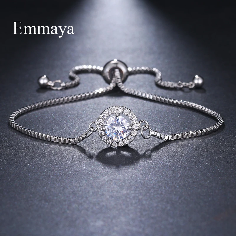 Emmaya Brand Fashion Elegance Two Colors AAA Zircon Adjustable Annular Round Crystal Bracelets For Women Jewelry Wedding Gift