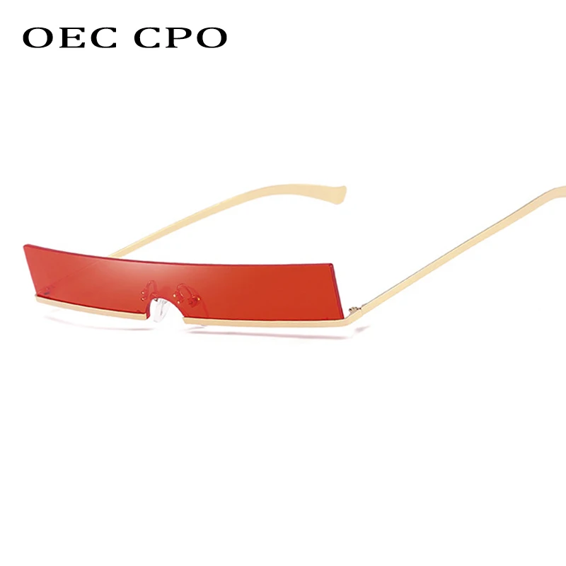 

OEC CPO Men Unique Half Frame Sunglasses Women Fashion Rectangle Metal Sunglasses Men Brand Designer O36