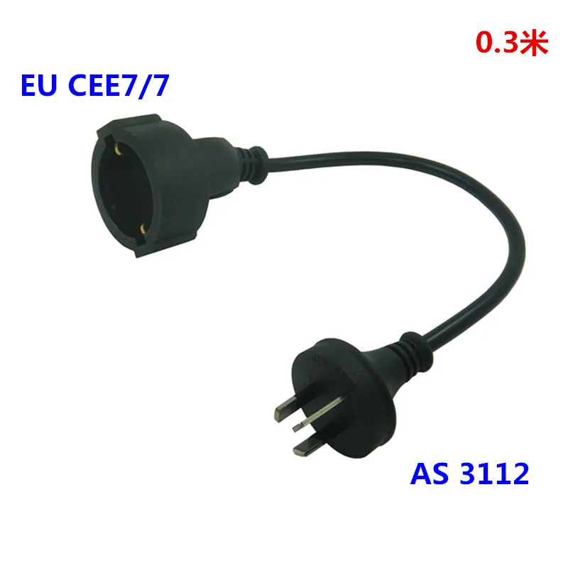 

AS3112 Australia three plug To Schuko female EU Socket Short Adapter Cable For UPS PDU 30CM,France,Australia Germany Power Cord