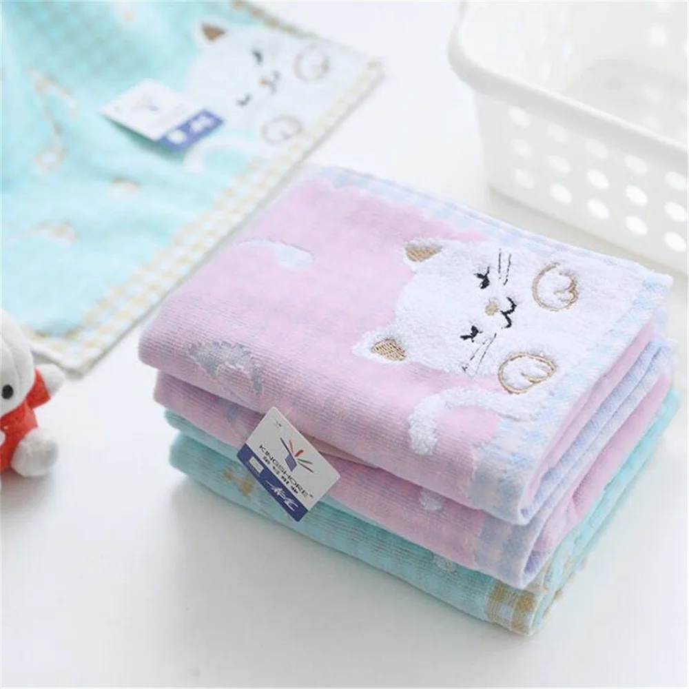 1pcs Comfortable Cotton Children Kids Towel Super Soft Kids Cute Kittens Strong Water Absorbing High End Towel High Quality