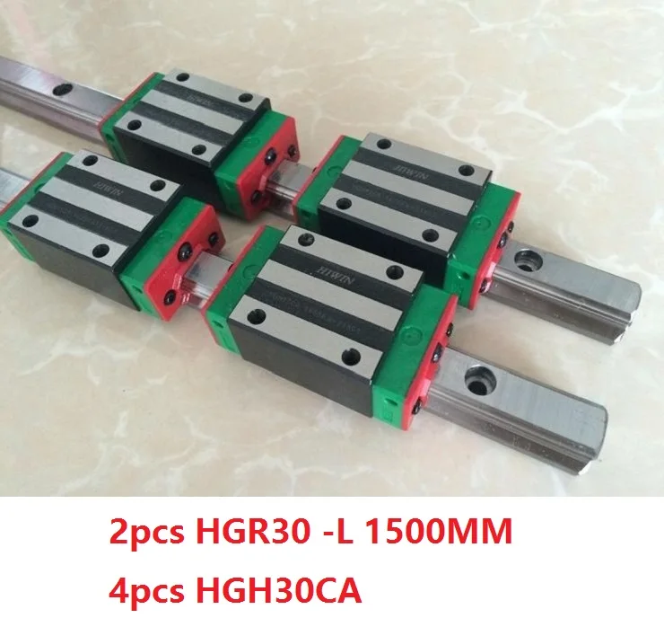 2pcs 100% original Hiwin HGR30 -L 1500MM linear rail guide+ 4pcs HGH30CA linear narrow blocks for cnc